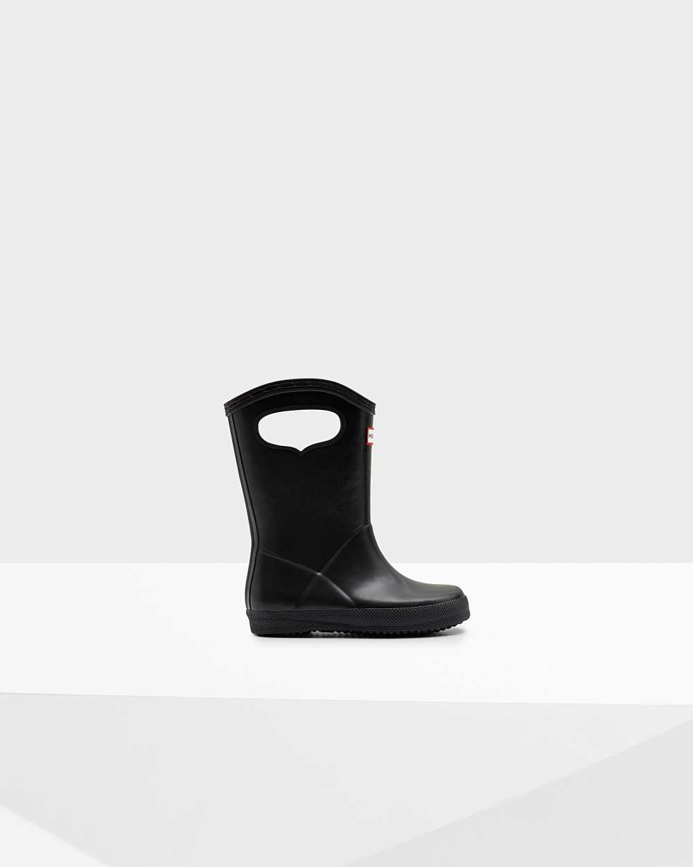 Kids Hunter Original First Classic Grab Handle Rain Boots Black | WALXUG-201